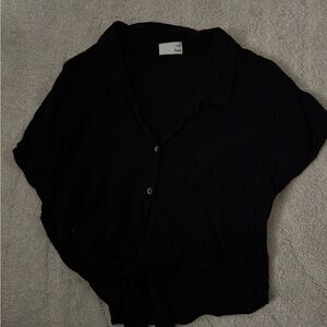 Aritzia Black Button-Up Blouse